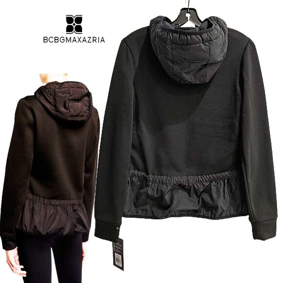BCBGMAXARZIA NEW Peplum Quilted Hooded Lightweight Puffer Jacket S - Picture 9 of 12